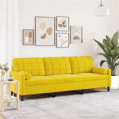 Afbeelding van vidaXL 3 zitsbank met sierkussens 210 cm fluweel geel