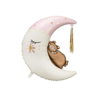 Afbeelding van Partydeco Folieballon teddy on the pink moon (98 cm)