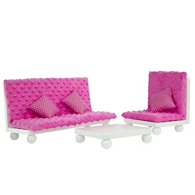 Afbeelding van Teamson Kids Loungeset Voor 18&quot; Poppen Accessoires Kinderspeelgoed Roze/Wit