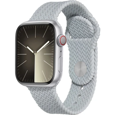 Afbeelding van imoshion Siliconen geweven bandje geschikt voor Apple Watch Series 1 t/m 9 / SE (38 40 41 mm) 10 (42 Grijs