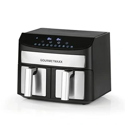Afbeelding van Gourmet Maxx Hetelucht friteuse dubbele kamer 7l 2400 W zwart
