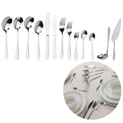 Afbeelding van Cheqo® Luxe RVS Bestekset Zwart Glans 60 Delig Bestek Lepels Messen Vorken Keukengerei Voor 6 Personen
