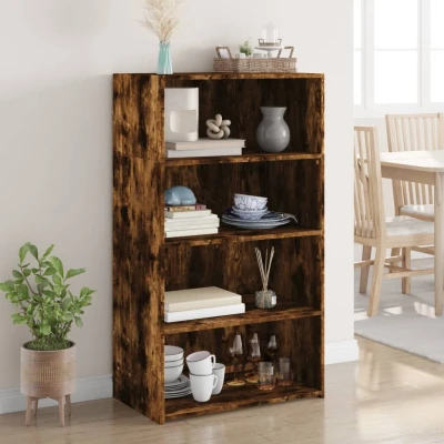 Afbeelding van Hoge kast 70x41x124 cm bewerkt hout gerookt eikenkleurig