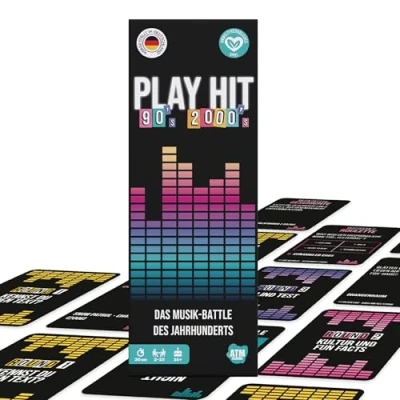 Afbeelding van ATM Gaming PlayHit bordspel de muziekquiz uit jaren 90 en 2000 Party kaartspel Voor volwassenen gezinnen 2 10 spelers vanaf 16 jaar
