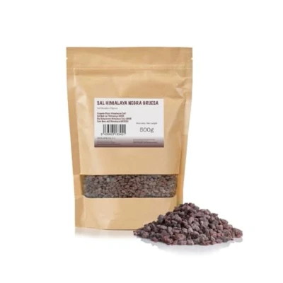 Afbeelding van FRISAFRAN Grof zwart Himalaya zout 500 g groot 100% natuurlijk Sal Kala Namak seizoen van zout, Gezond Ongeraffineerd Geen additieven