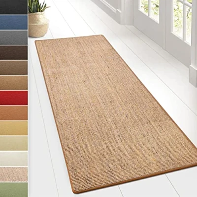 Afbeelding van Floordirekt Sylt Sisal tapijt, woonkamertapijt of halloper, hoogwaardig product, verkrijgbaar in vele kleuren en maten, duurzaam robuust (66 x 250 cm, kurk)