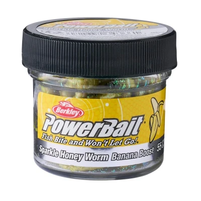 Afbeelding van Berkley Powerbait Power Scales Honey Worm Creature Bait 2.5cm (55 Stuks) Yellow/Scales Forel kunstaas