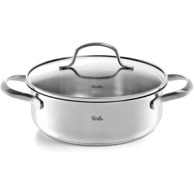 Afbeelding van Fissler San Francisco Roestvrijstalen stoofpan met glazen deksel, schenkrand en energiebesparend, 2,1 liter Ø 20 cm