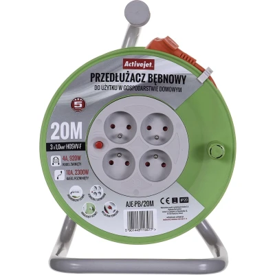 Afbeelding van Activejet AJE PB/20M power uitbreiding 4 AC uitgang(en) Binnen Grijs, Limoen