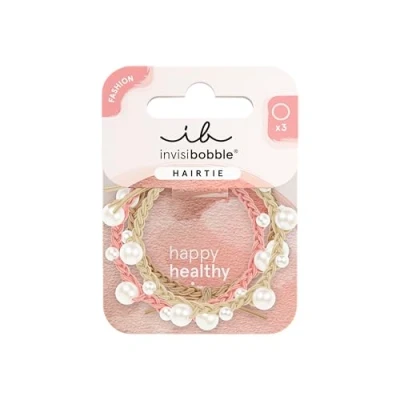 Afbeelding van invisibobble HAIR TIE Princess Pearl Lot de 3 élastiques à cheveux en spirale avec perles pour coiffures élégantes Élastiques femmes et filles Look tendance, maintien sûr,