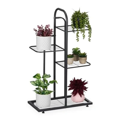 Afbeelding van Relaxdays planten etagère 4 etages 72,5 x 44 22,5 cm plantenrek kruiden staal