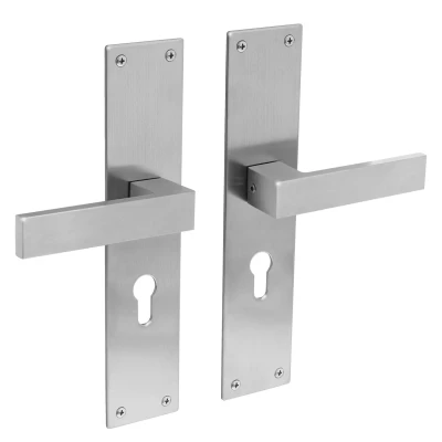 Afbeelding van Intersteel Deurkruk Amsterdam met schild 250x55x2 mm profielcilindergat 55 rvs geborsteld