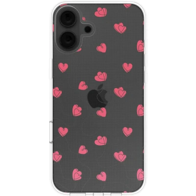 Afbeelding van imoshion Design hoesje voor de Apple iPhone 16 Dusty Rose Connected Hearts