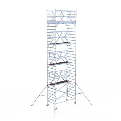 Afbeelding van Professionele alu rolsteiger 135x250x10.20m werkhoogte incl. dubbele voorloopleuning