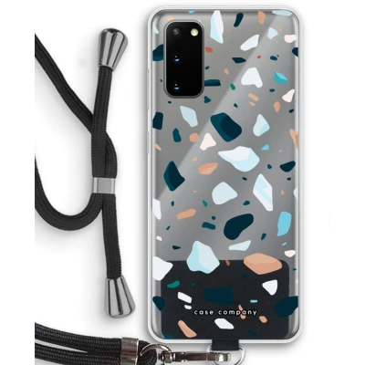 Afbeelding van Case Company® hoesje met Koord geschikt voor Samsung Galaxy S20 Terrazzo N13 Telefoonhoesje Zwart Bescherming aan alle Kanten en Over de Schermrand