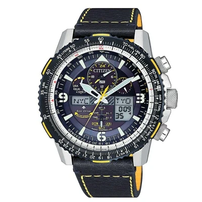 Afbeelding van Citizen Promaster Skyhawk A T JY8078 01L Horloge Leer Blauw Ø 46 mm