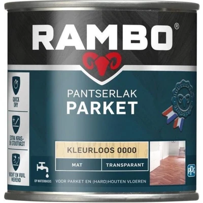 Afbeelding van Rambo Pantserlak Parket Transparant Acryl Snel Drogend Vocht &amp; Vuilwerend Mat 1.25L