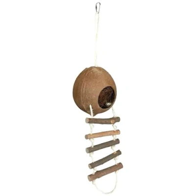Afbeelding van Trixie Kokosnoothuis Met Touwladder Kooi Accessoire Ø13x56 cm