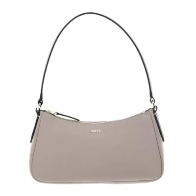 Afbeelding van BOSS Leren Schoudertas Alyce Hobo BM Taupe