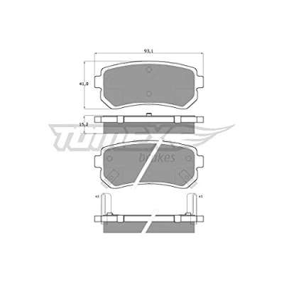 Afbeelding van TOMEX brakes TX 15 66 Remblokkenset Achteras Met akoestische slijtagewaarschuwing KIA: cee‘d I Hatchback, Picanto II, Estate, HYUNDAI: ix35