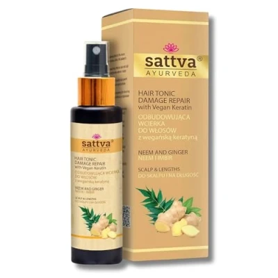 Afbeelding van SATTVA Veganistische keratine haartonic, reparatie en volume, natuurlijke hoofdhuid tonic voor droge jeukende hoofdhuid, alcoholvrij, dermatologisch getest (Neem)