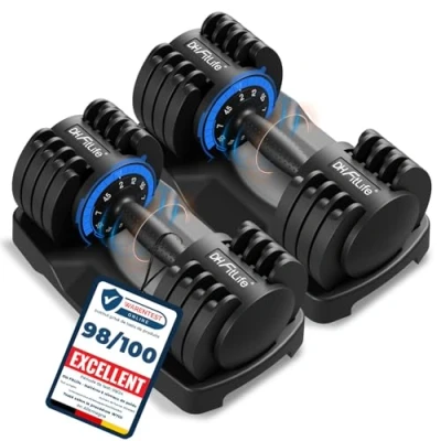 Afbeelding van DH FitLife 2 x 12 kg verstelbare halters tot met 5 gewichtsniveaus, korte halterset ruimtebesparende halterschijven, halters, verstelbaar, set van