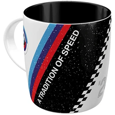 Image de Nostalgic Art Tasse à café rétro 330 ml BMW Motorsport Tradition Of Speed Idée de cadeau pour les fans d&#039;accessoires Produit original sous licence (OLP) en céramique café,