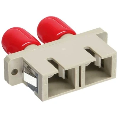 Image de Adaptateur de fibre optique InLine® Duplex ST / SC, manchon métallique gris avec bride