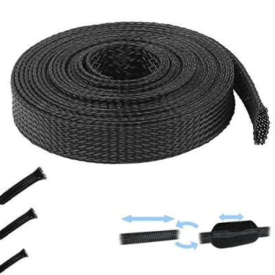 Afbeelding van 1 m gevlochten mantel, uittrekbaar, zwart, polyester, 3 mm, 5 8 12 18 30 50 elektrische beam, auto, motorfiets, scooter, auto (3 mm (van tot 6 mm))
