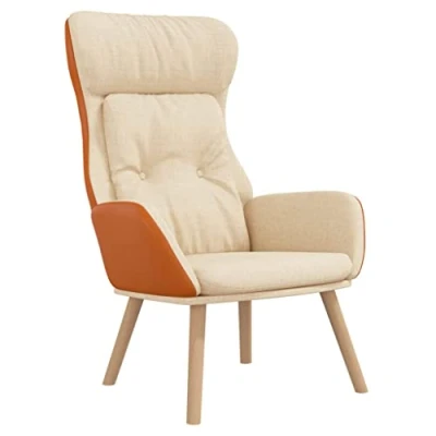 Afbeelding van vidaXL Relaxstoel stof en PVC crèmekleurig