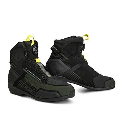 Afbeelding van SHIMA EDGE VENTED Motorschoenen voor heren, leer, geventileerd, goedgekeurd, sneakers, enkelbescherming, ATOP, ritssluiting aan de zijkant, antislipzool, zomer, traillaarzen (heren,