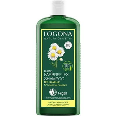 Afbeelding van LOGONA Naturkosmetik Colorreflex Blondes shampoo voor glanzend natuurlijk haar, geschikt blond en gekleurd haar met veganistische formule van biologische kamille