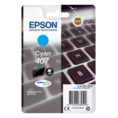 Image de Epson 407 20.3 ml taille L cyan original cartouche d&#039;encre pour WorkForce Pro WF 4745, 4745DTWF