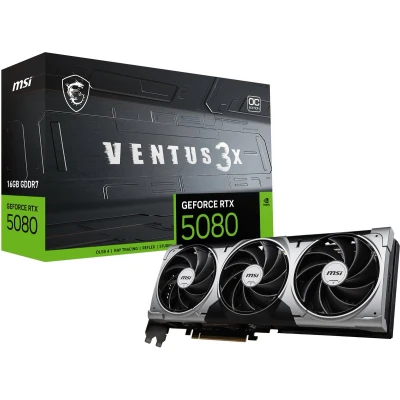 Afbeelding van MSI NVIDIA GeForce RTX 5080 16G VENTUS 3x OC Videokaart 16GB GDDR7 PCIe 5.0 1x HDMI 2.1b DisplayPort 2.1a