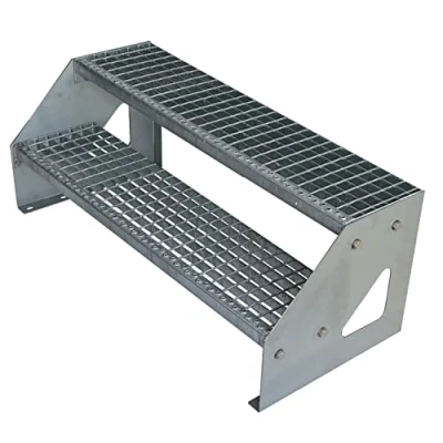 Afbeelding van Kaminbau Mierzwa Hoogwaardige verzinkte stalen trap, 2 roostertreden (breedte 120 cm) (hoogte 38 cm), weerbestendig, voor de tuin