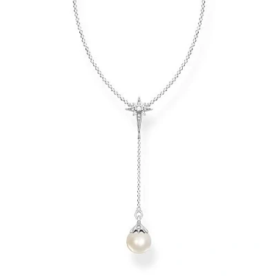 Afbeelding van THOMAS SABO Damesketting met parel en ster van 925 sterling zilver, Metaal, Niet toepassing