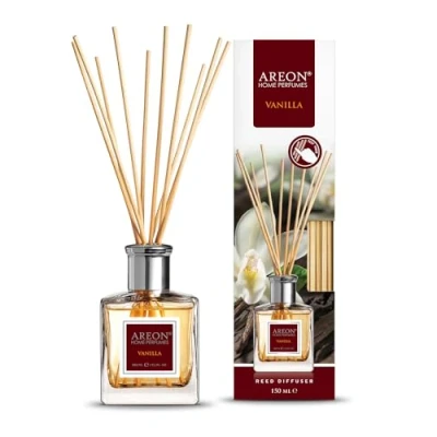 Afbeelding van Areon Reed diffuser / vanille 150 ml 1 verpakking geur voor thuis of op kantoor langdurig aroma set met staafjes