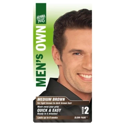 Afbeelding van Hennaplus Men&#039;s Own Haarkleuring Medium Brown 80ML