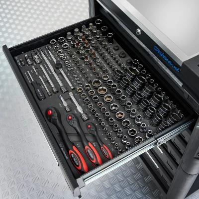 Afbeelding van smoos 158 delige drievoudige dopsleutelset Softmodule