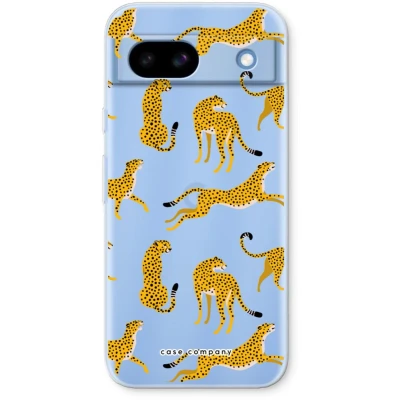 Afbeelding van Case Company® hoesje geschikt voor Google Pixel 8a Luipaard Soft Cover Telefoonhoesje Bescherming aan alle Kanten en Schermrand