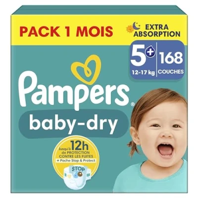 Afbeelding van Pampers Baby Dry Luiers Maat 5+ (12 17 kg) 168 stuks