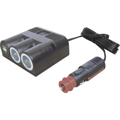 Afbeelding van ProCar 67325501 Pro Car Sigarettenaanstekerverdeler Aantal sigarettenaanstekerbussen 2 x Interfaces: USB Stroombelasting (max.) 16 A