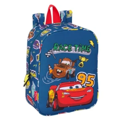 Image de Safta CARS RACING sac à dos pour enfant, d&#039;école, adaptable au chariot, idéal crèche, confortable et polyvalent, qualité résistance, 22 x 10 27 cm, bleu marine, M, Décontracté