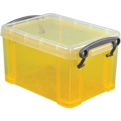 Afbeelding van Really Useful Box 0,7 liter, transparant geel opbergdoos