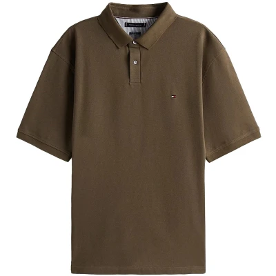 Afbeelding van Tommy Hilfiger heren 1985 regular fit polo met logoborduring in de kleur Mosgroen, maat: 4XL