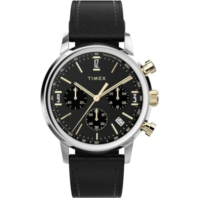 Afbeelding van Timex Marlin Chrono TW2W51500 Horloge Leer Zwart Ø 40 mm