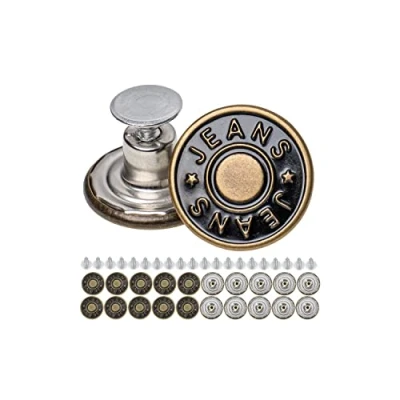 Afbeelding van Reserveknopen voor jeansbroeken, 20 stuks, diameter 17 mm, ter vervanging van jeansknopen 15 tot brons, jeansknoppen om te slaan, metalen jeansknopen, jeans design
