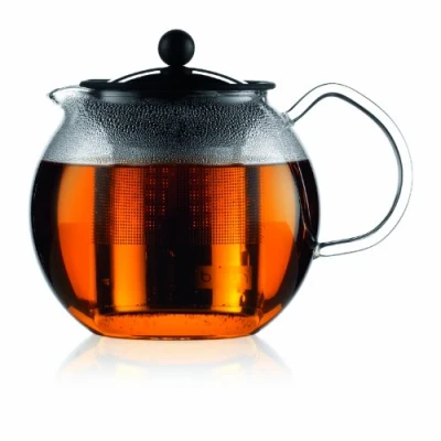 Afbeelding van Bodum 1801 16 Assam theepot met glazen zuiger filter en deksel van roestvrij staal 1,0 l