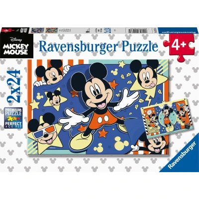 Afbeelding van Ravensburger puzzel Mickey Mouse Twee puzzels 24 stukjes kinderpuzzel