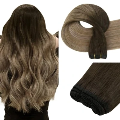Afbeelding van Easyouth Bundles Weave Extensions, Remy haar, 14 inch cm, kleur 2/6/18, donkerbruin, mix, middenbruin, 70 g, in echt geweven, bundel